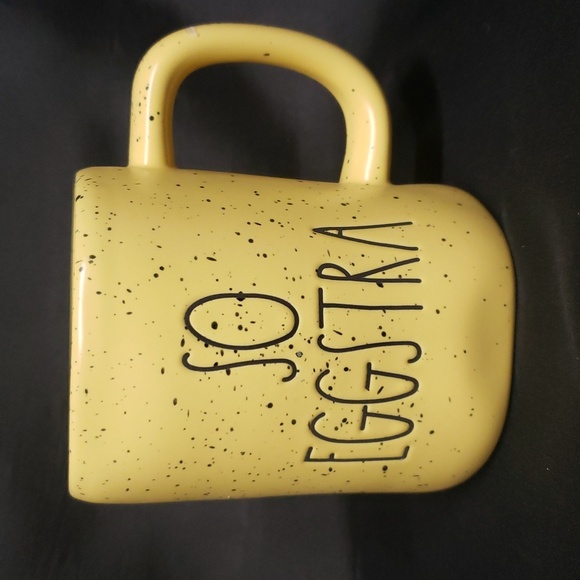 Rae Dunn "SO EGGSTRA" Yellow With Speckles Ceramic Mug - Picture 1 of 5
